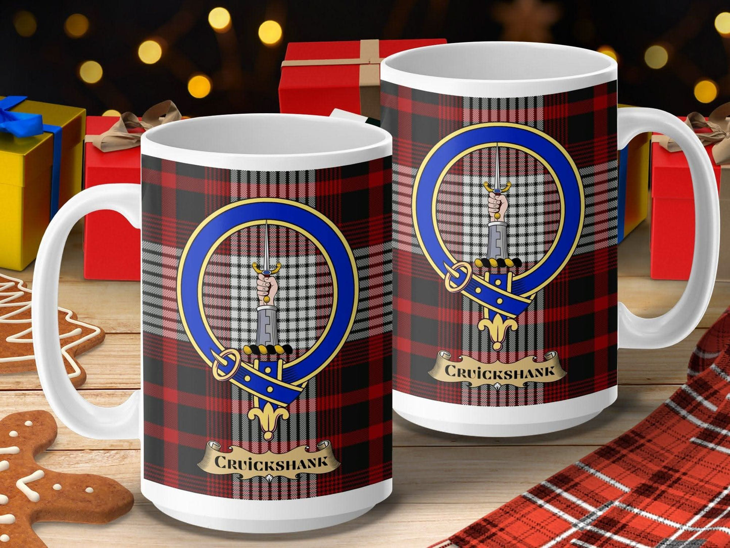 Cruickshank Tartan Mug Pair Clan Crest Product type