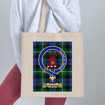 Clan McConnell Scottish Crest Tartan Tote Bag - Living Stone Gifts