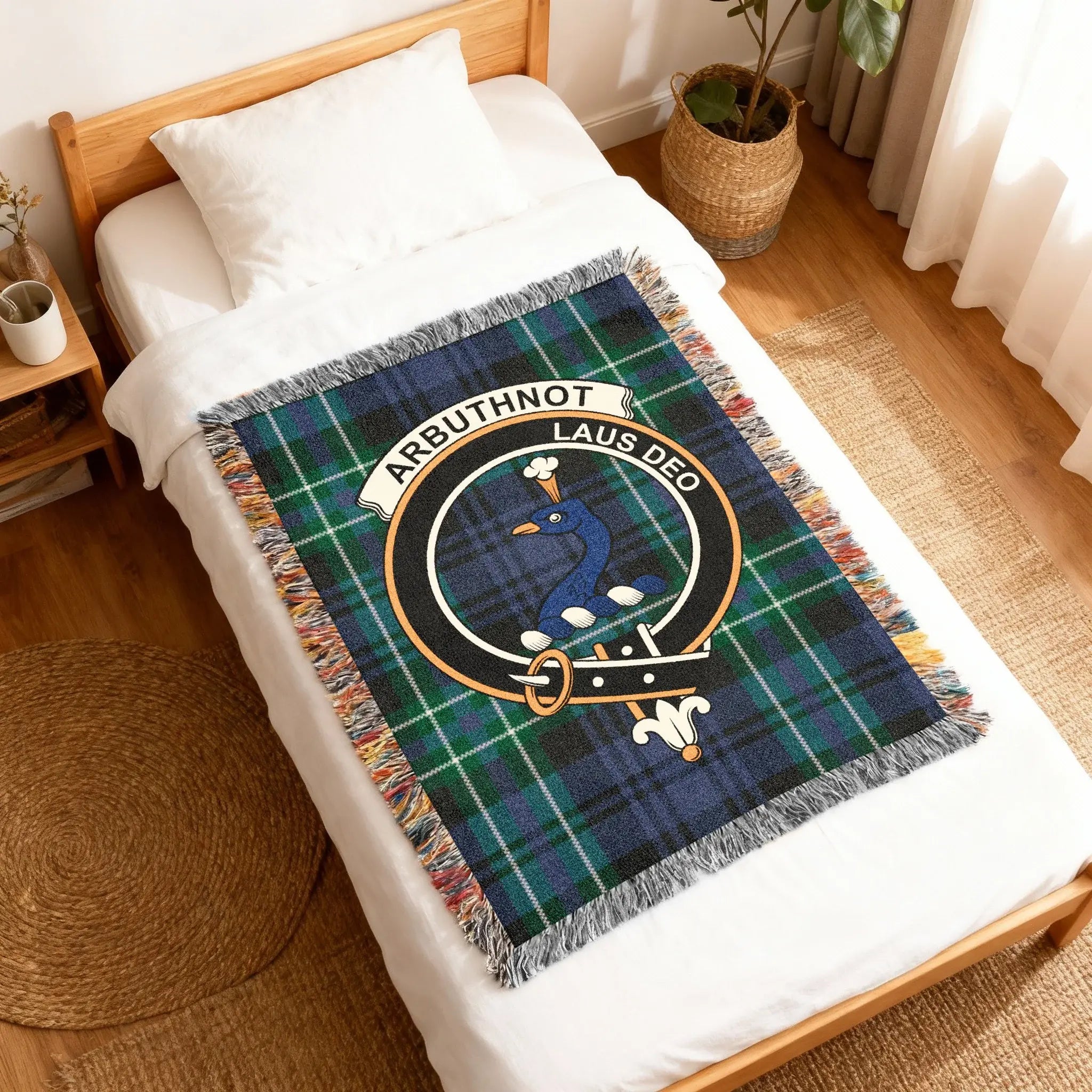 Arbuthnot Laus Deo Tartan Crest Blanket