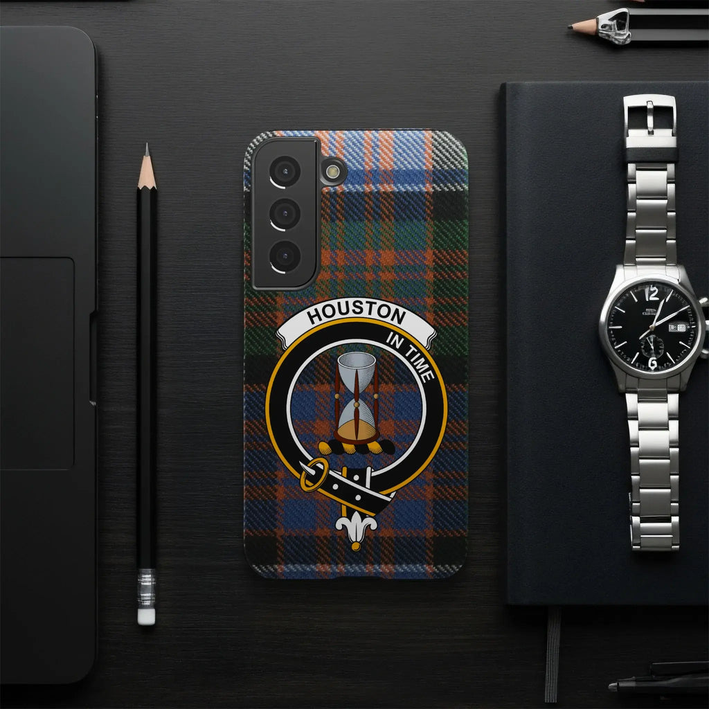 Clan Houston tartan phone case — Samsung Galaxy fit, slim impact-resistant glossy case