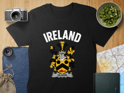 Ireland Coat of Arms with Oliver Family Crest T-shirt
