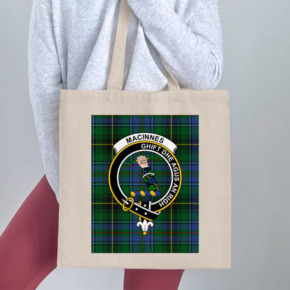 Clan Macinnes Scottish Crest Tartan Tote Bag - Living Stone Gifts