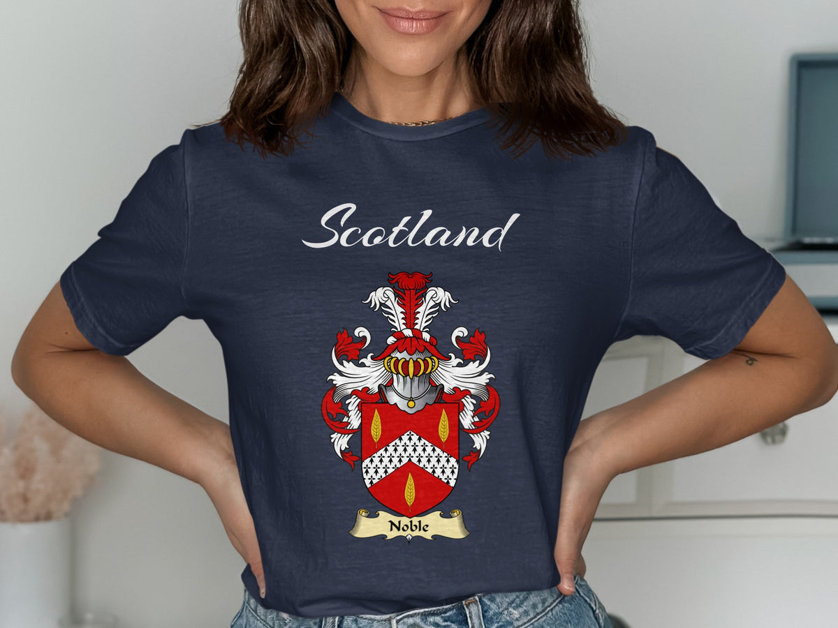 Noble Scottish family shield design on Navy T-shirt