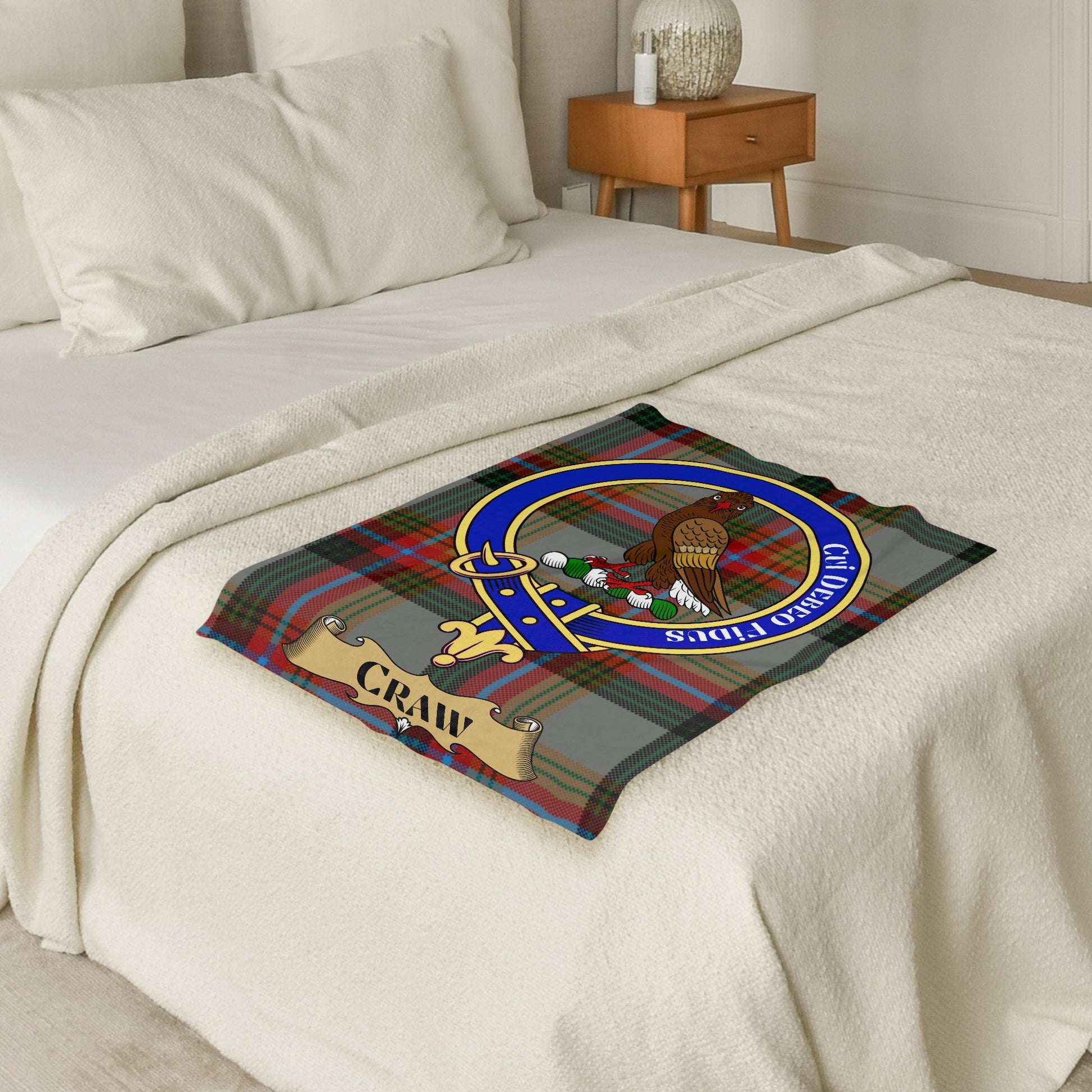 Scottish Clan Craw Crest Tartan Throw Blanket - Living Stone Gifts