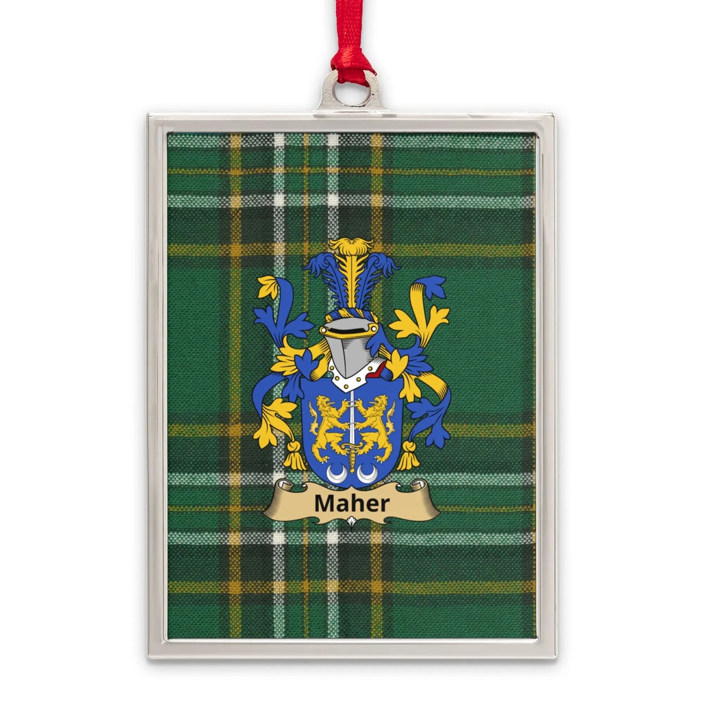 Maher Family Crest Plaid Pattern Decorative Ornament product type