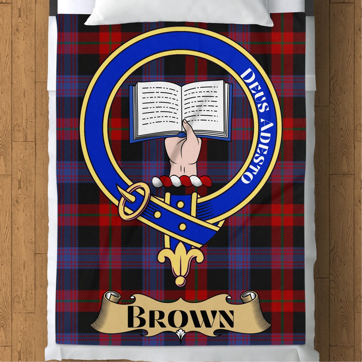 Brown Clan Crest Scottish Tartan Throw Blanket - Living Stone Gifts