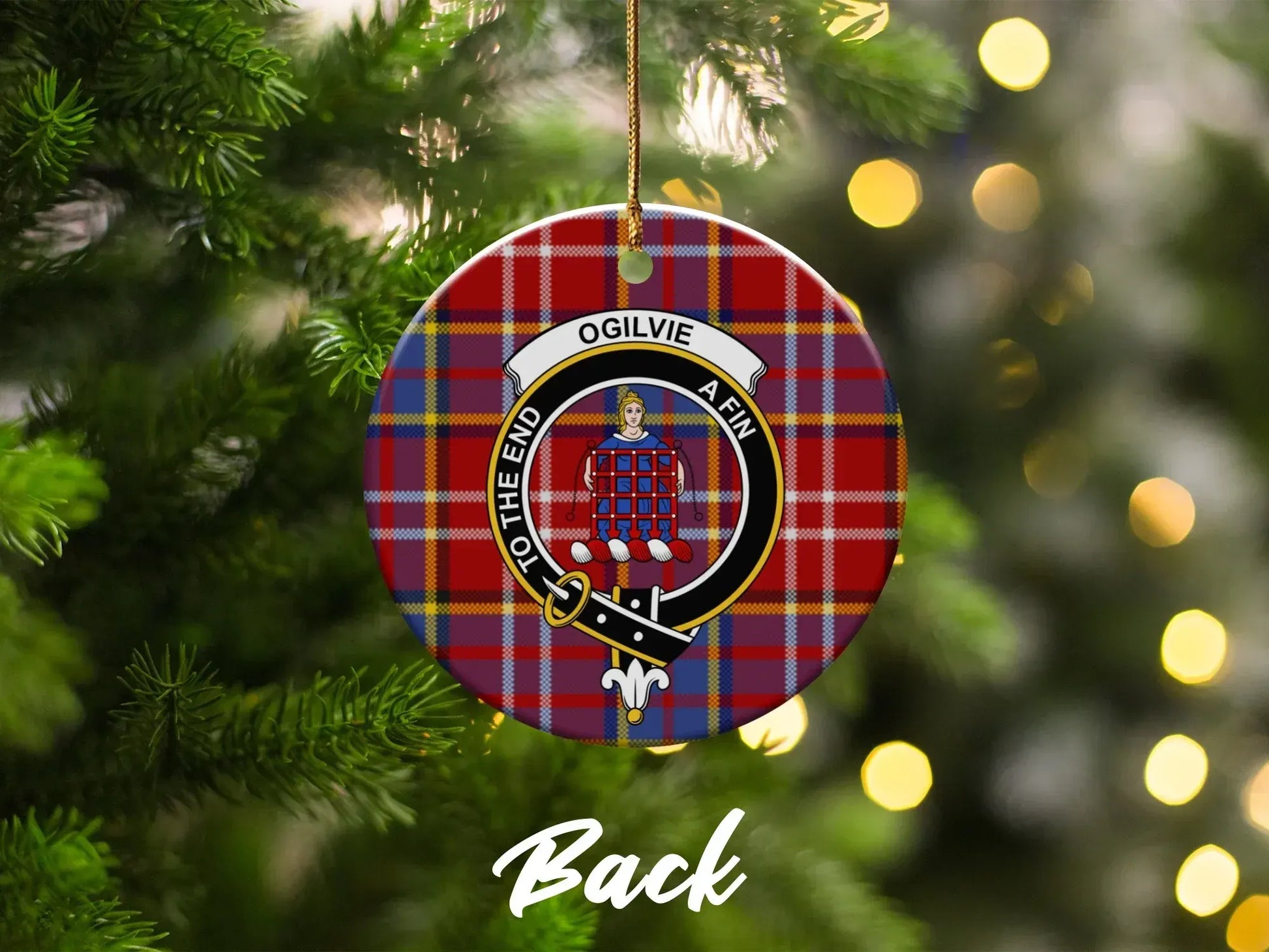 Red and Blue Tartan Christmas Ornament product type