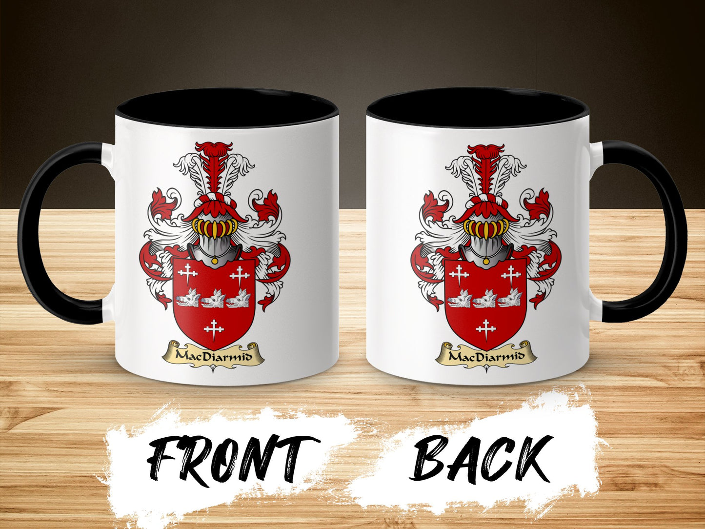 MacDiarmid Family Crest Coat of Arms Emblem Mug - Living Stone Gifts