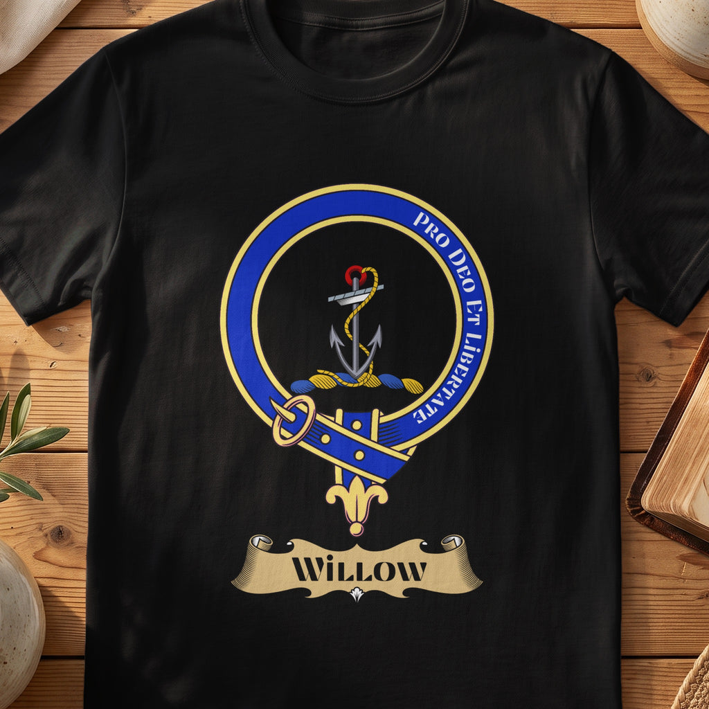 Willow Scottish clan crest T-shirt in Black