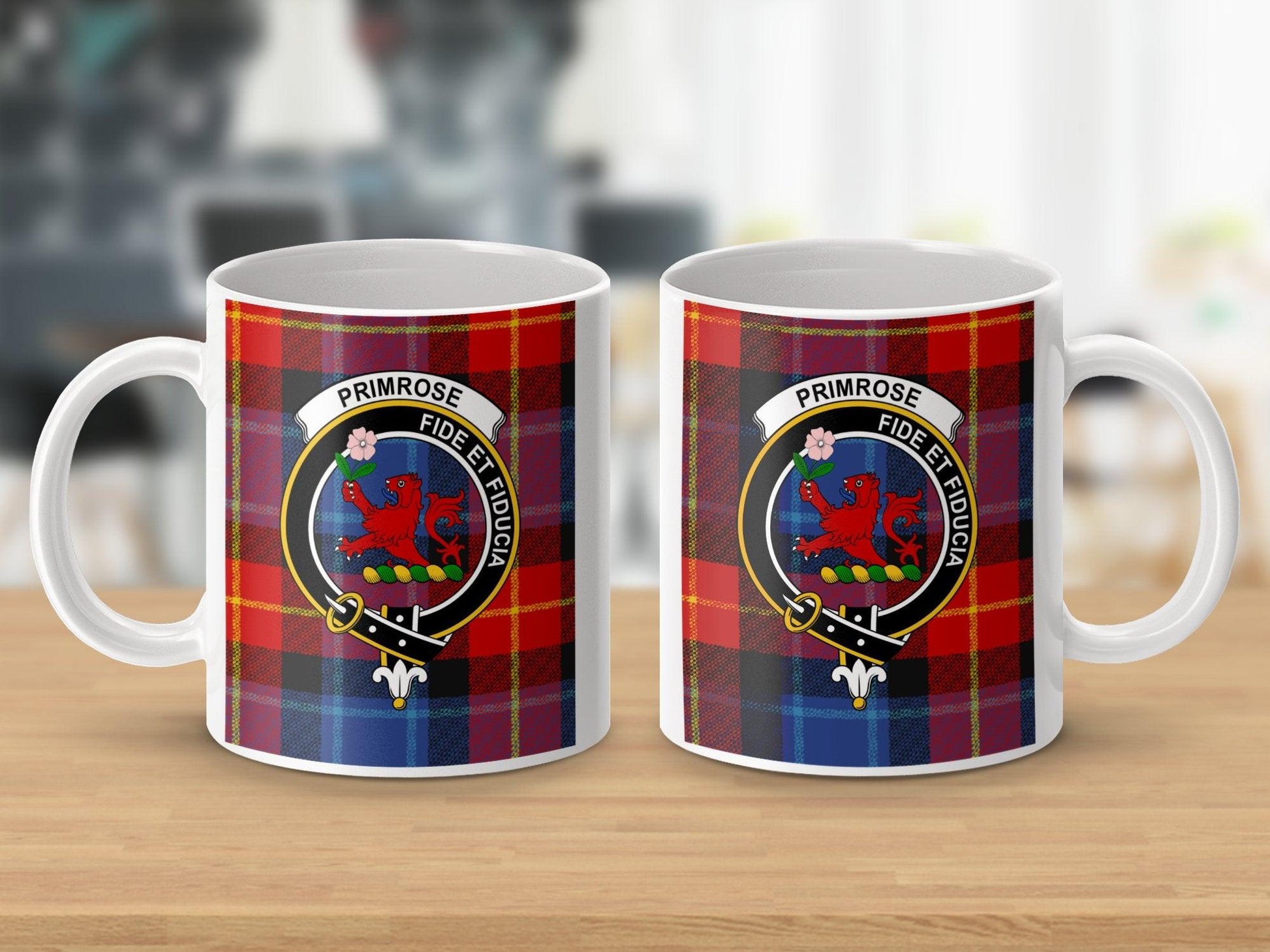 Primrose Clan Crest with Tartan Design Coffee Mug - Living Stone Gifts