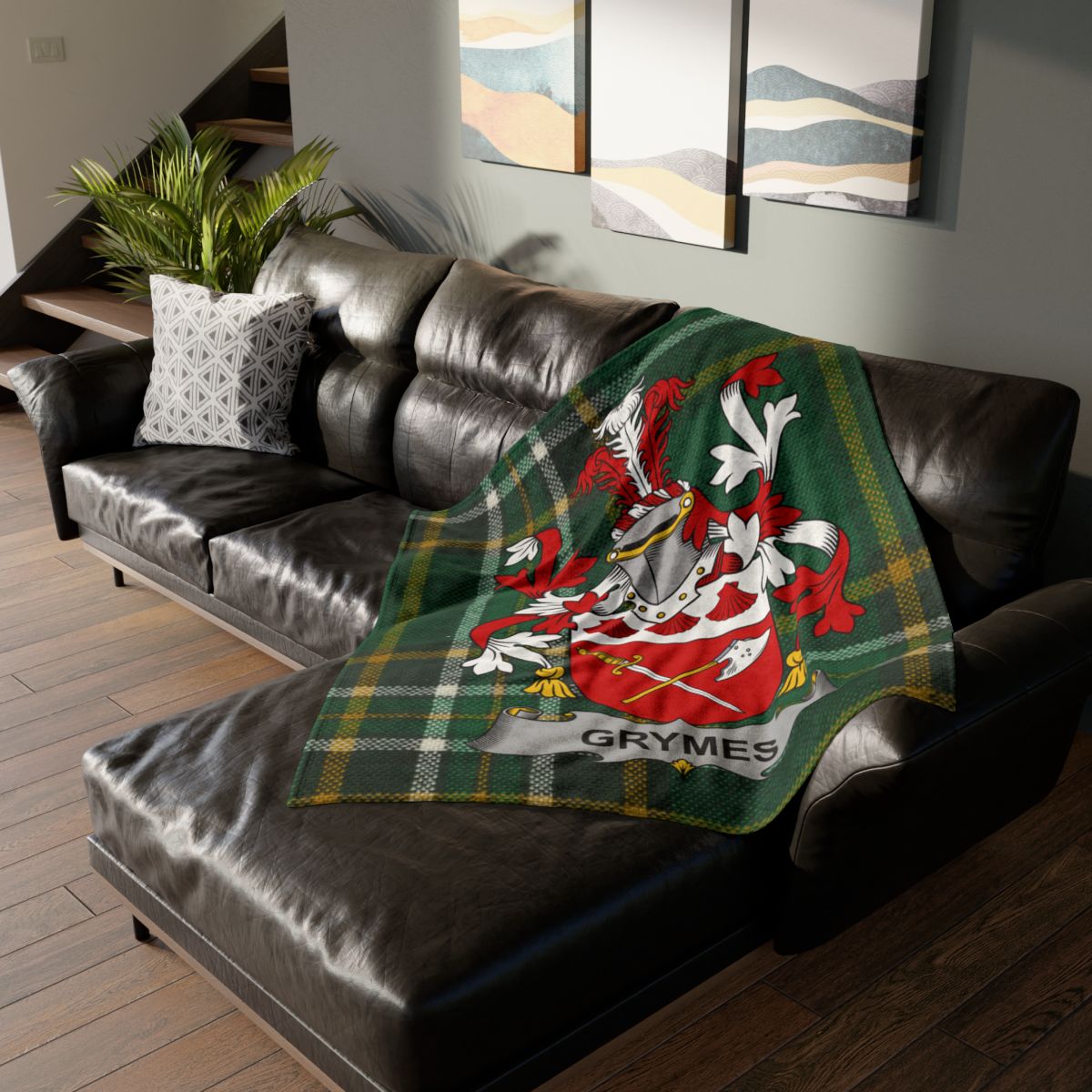 Grymes Family Crest Tartan Plaid Blanket product