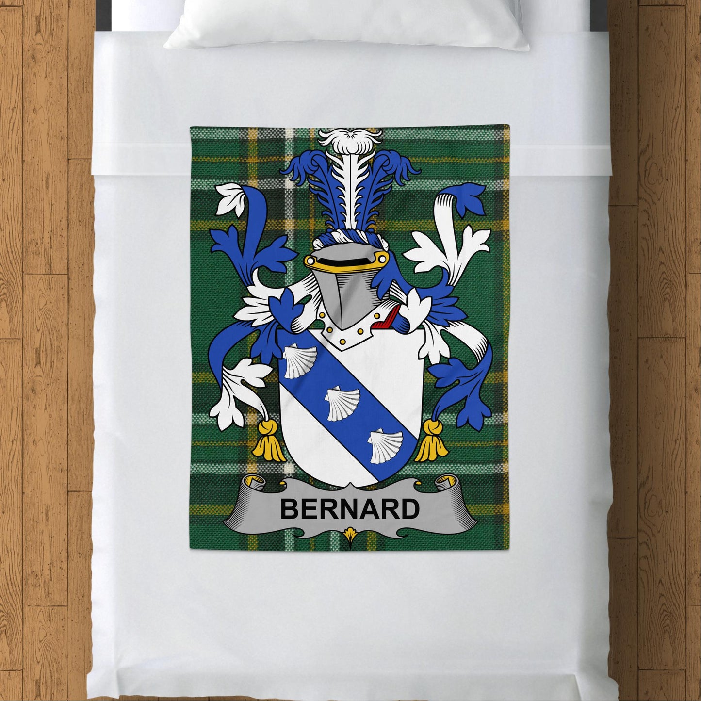 Bernard Irish Surname Coat of Arms Throw Blanket - Living Stone Gifts