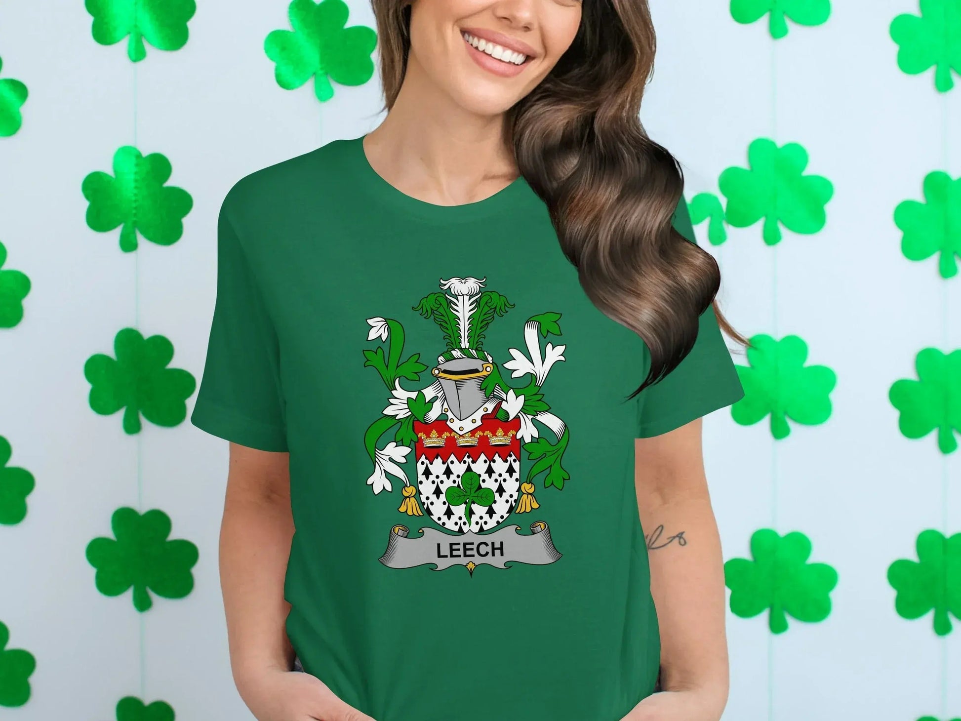 Green Irish Leech Family Crest Emblem Graphic Tee product