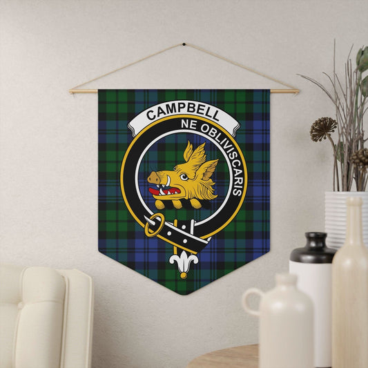 Campbell Clan Scottish Crest and Tartan Wall Pennant - Celtic Ancestry Gifts