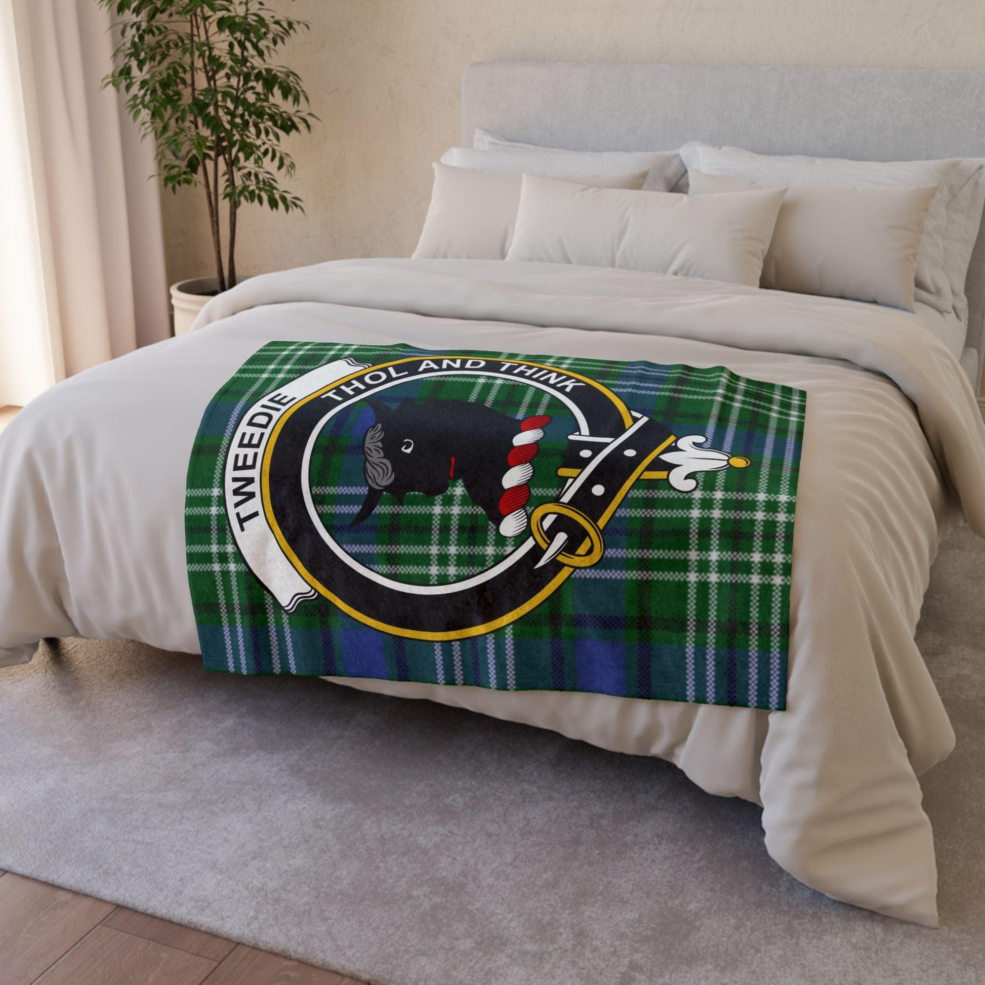 Tweedie Clan Tartan Blanket – Scottish Crest Throw - Celtic Ancestry Gifts