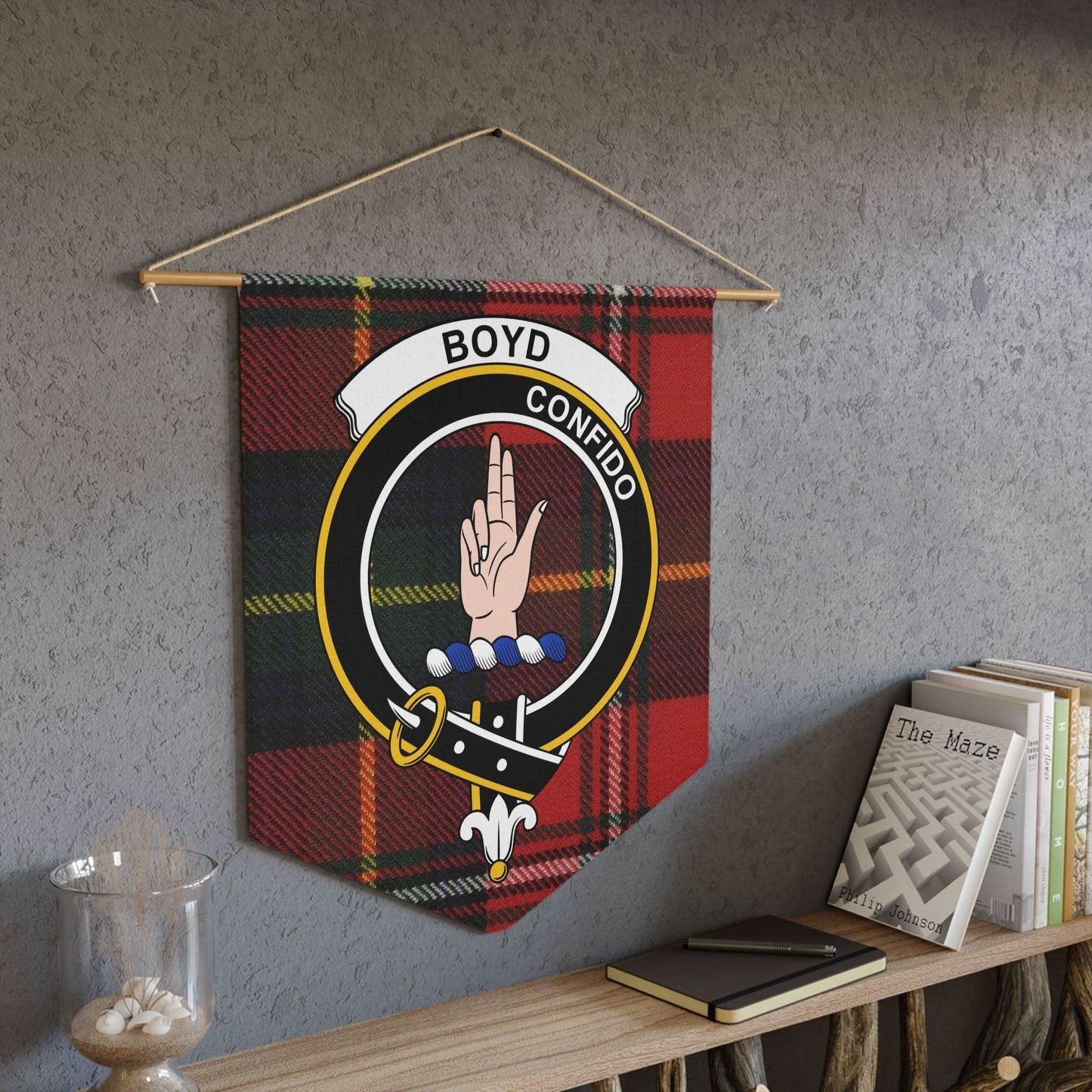 Boyd Clan Scottish Tartan and Crest Wall Pennant - Celtic Ancestry Gifts