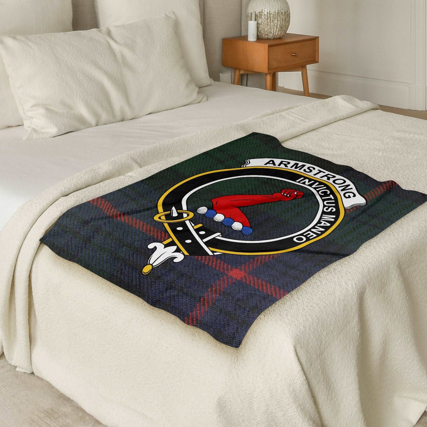 Armstrong Clan Crest Scottish Tartan Throw Blanket - Living Stone Gifts