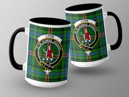 Scottish Clan Lyon Tartan Plaid Crest Design Mug - Living Stone Gifts