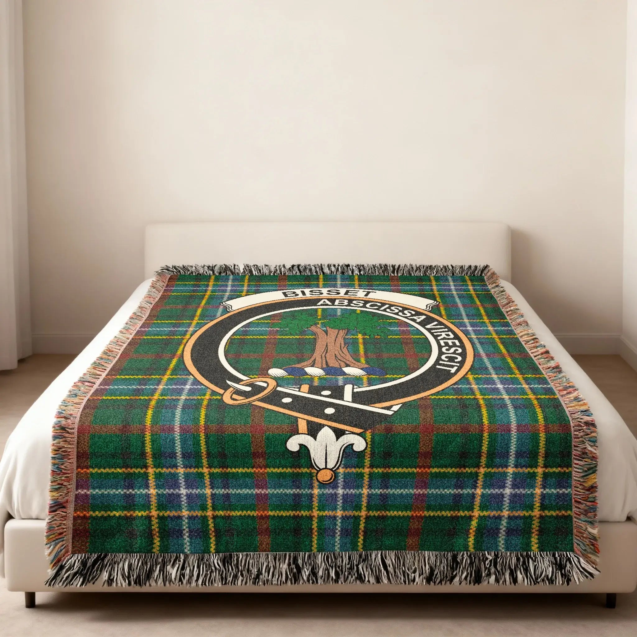 Bisset Abscissa Virescit Tartan Design Throw Blanket