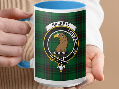 Scottish Halkett Clan Crest Green Plaid Tartan Mug - Living Stone Gifts