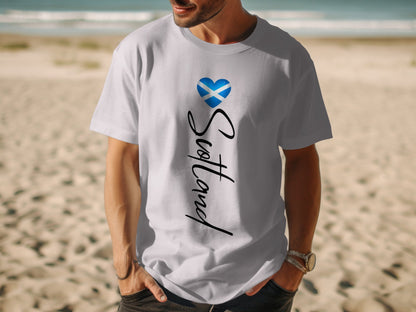 Scotland Heart with Text Vertical Design T-Shirt - Living Stone Gifts