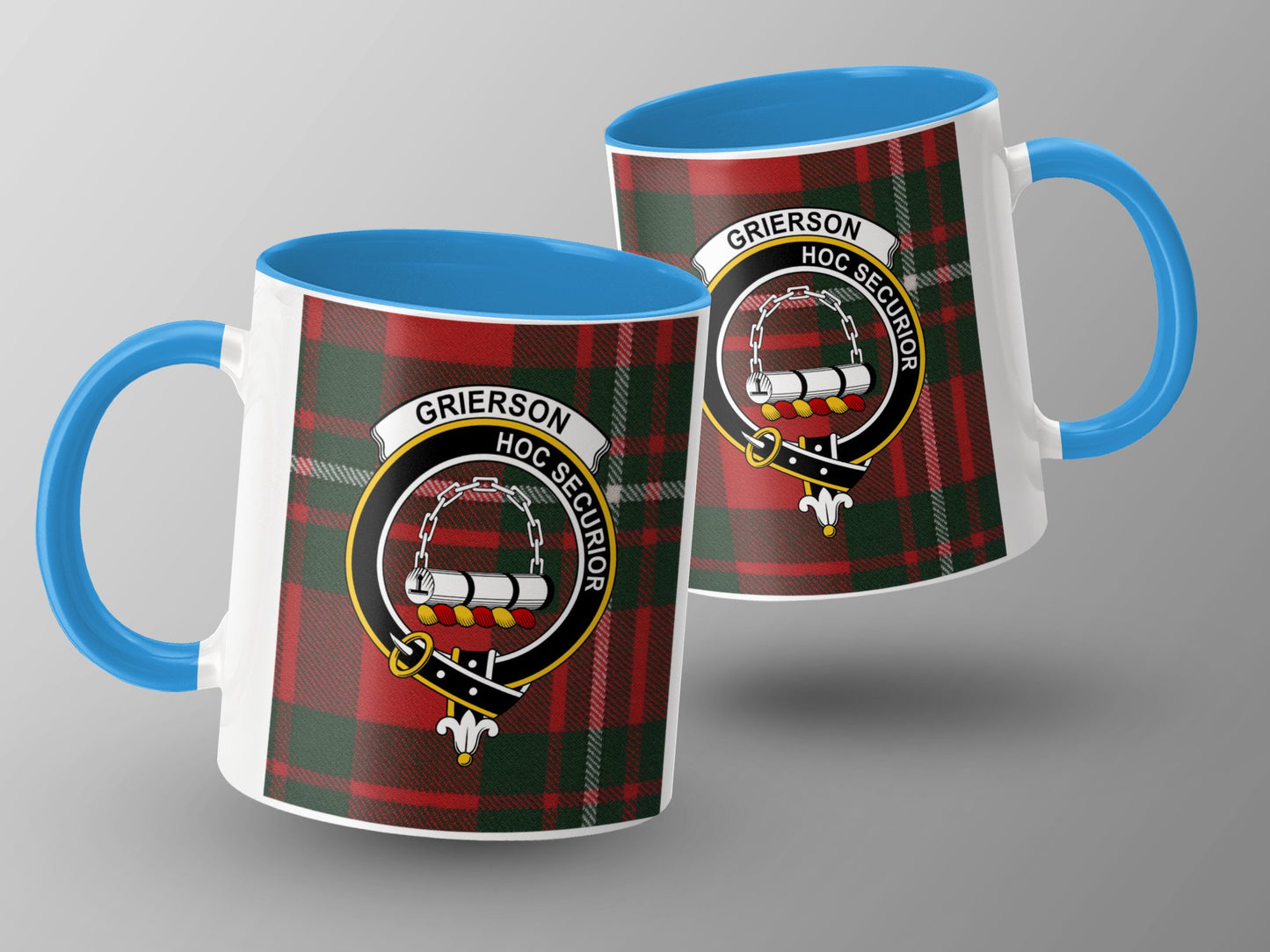 Clan Grierson Scottish Tartan Crest Pattern Mug - Living Stone Gifts