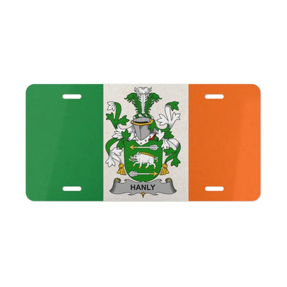 Irish Flag with Family Crest License Plate product
