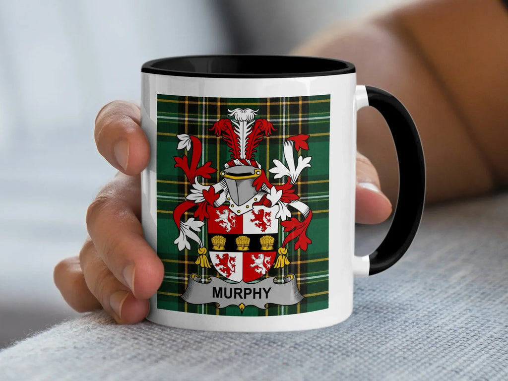 Murphy Irish family crest black accent mug