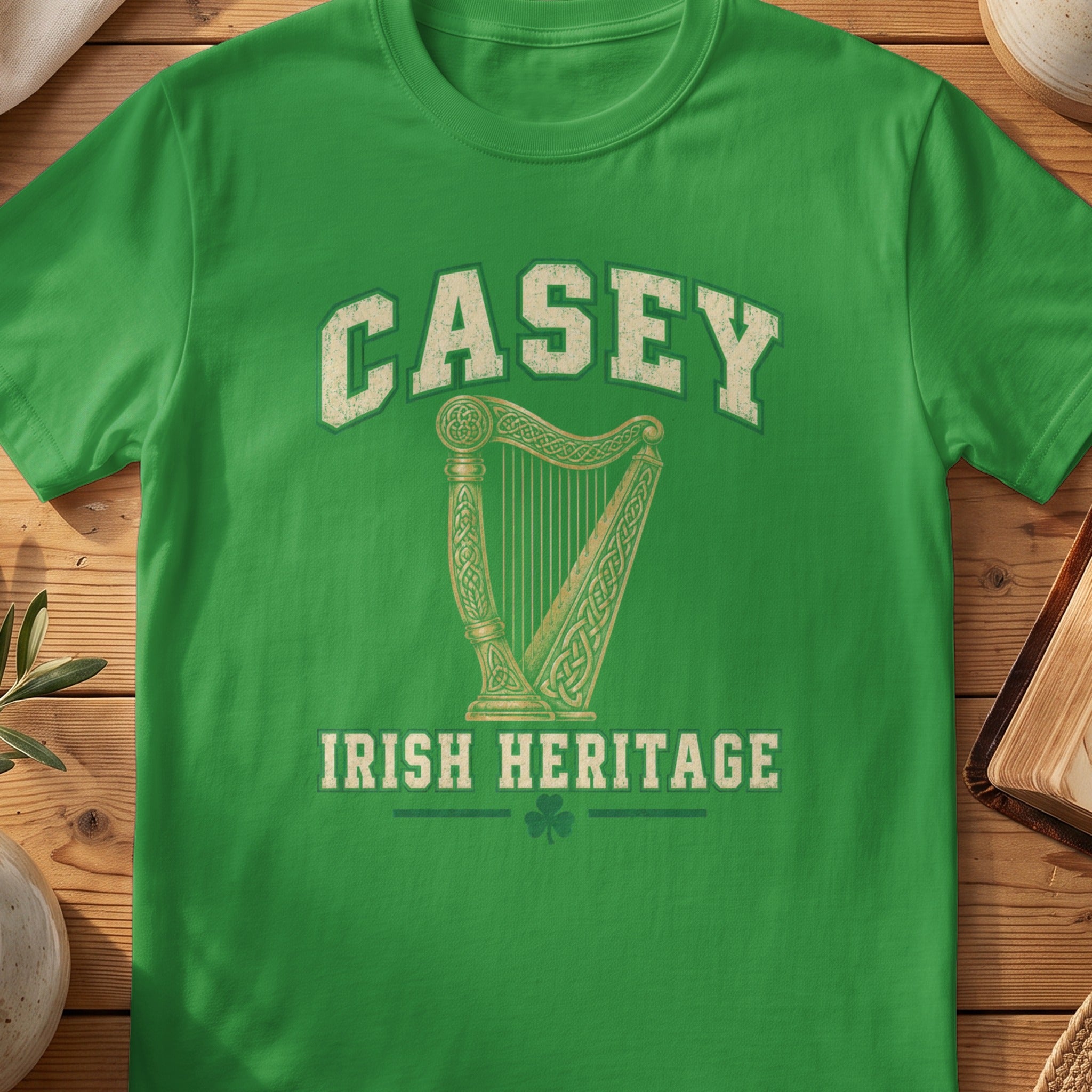 Casey Irish Heritage T-Shirt | Celtic Harp Tee – Celtic Ancestry Gifts