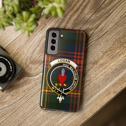 Logan Scottish Clan Crest Tartan Background Cell Phone Case - Celtic Ancestry Gifts