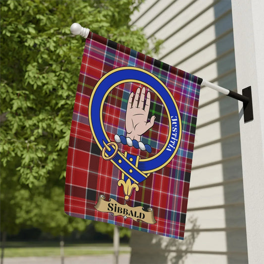 Sibbald Crest with Tartan Background Flag product