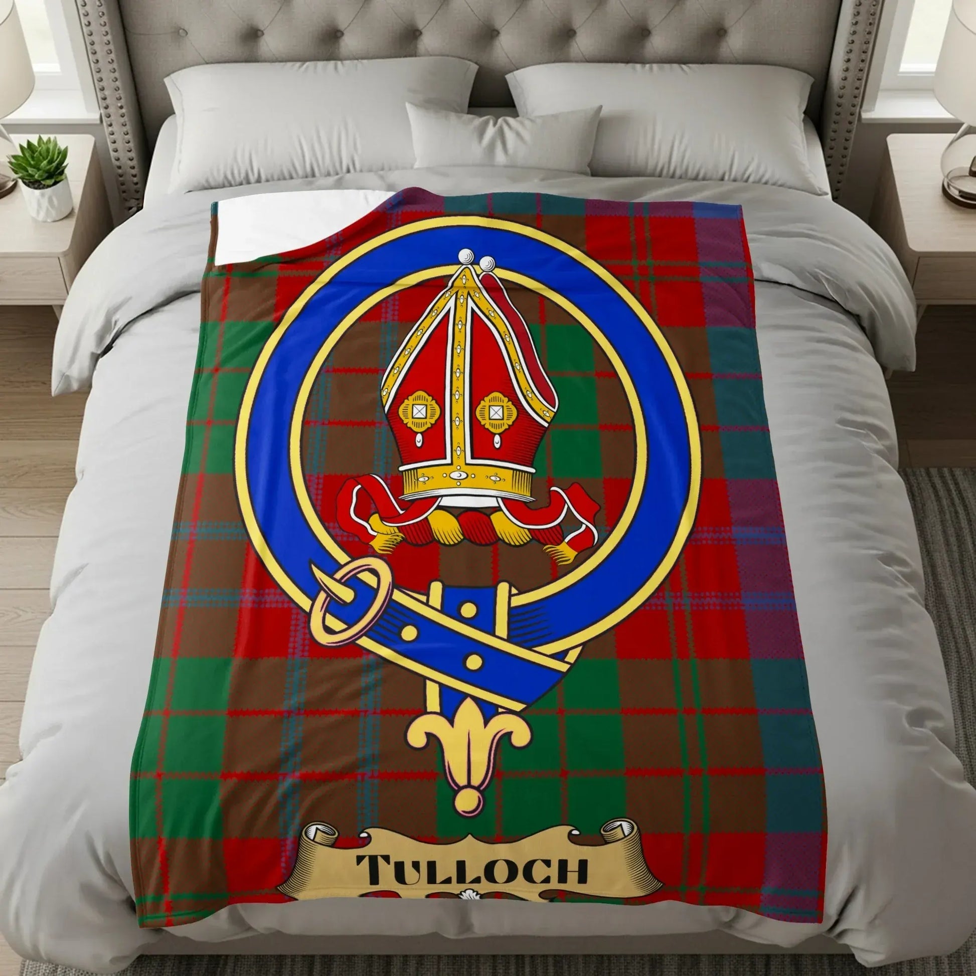 Scottish Tartan Blanket with Crest Design product