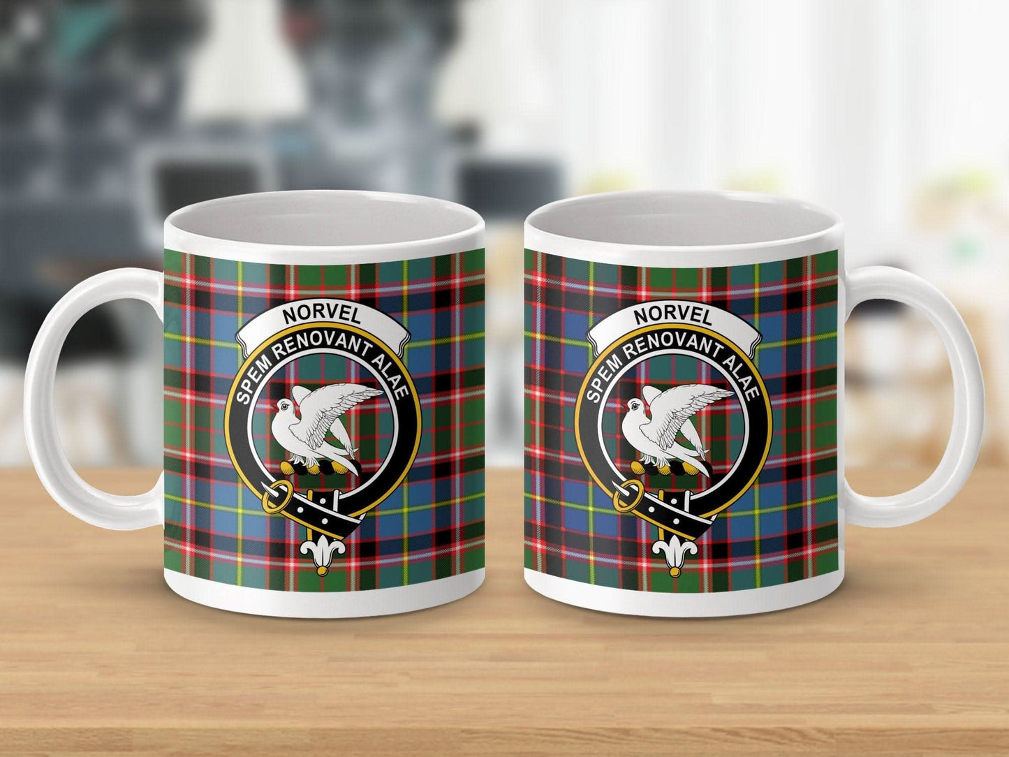 Clan Crest Tartan Mug with Norvel Family Crest product
