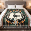 MacMahon Irish National Tartan woven blanket with family crest emblem