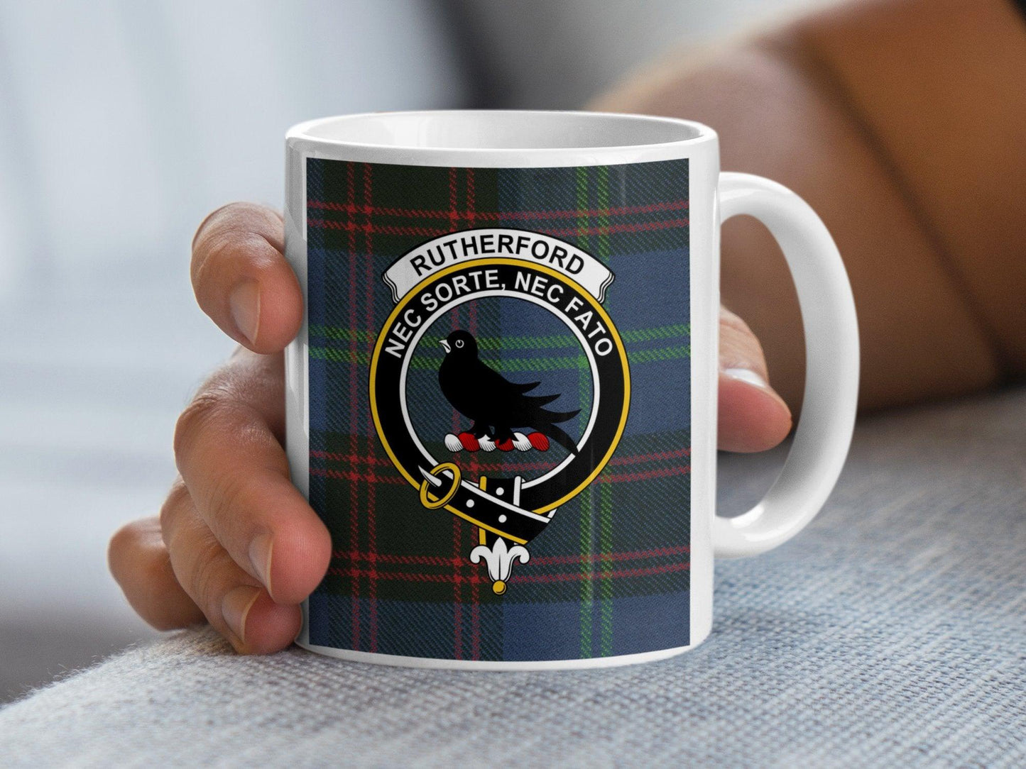 Rutherford Scottish Clan Crest Tartan Mug - Living Stone Gifts