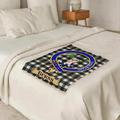 Scottish Clan Burns Crest Tartan Throw Blanket - Living Stone Gifts