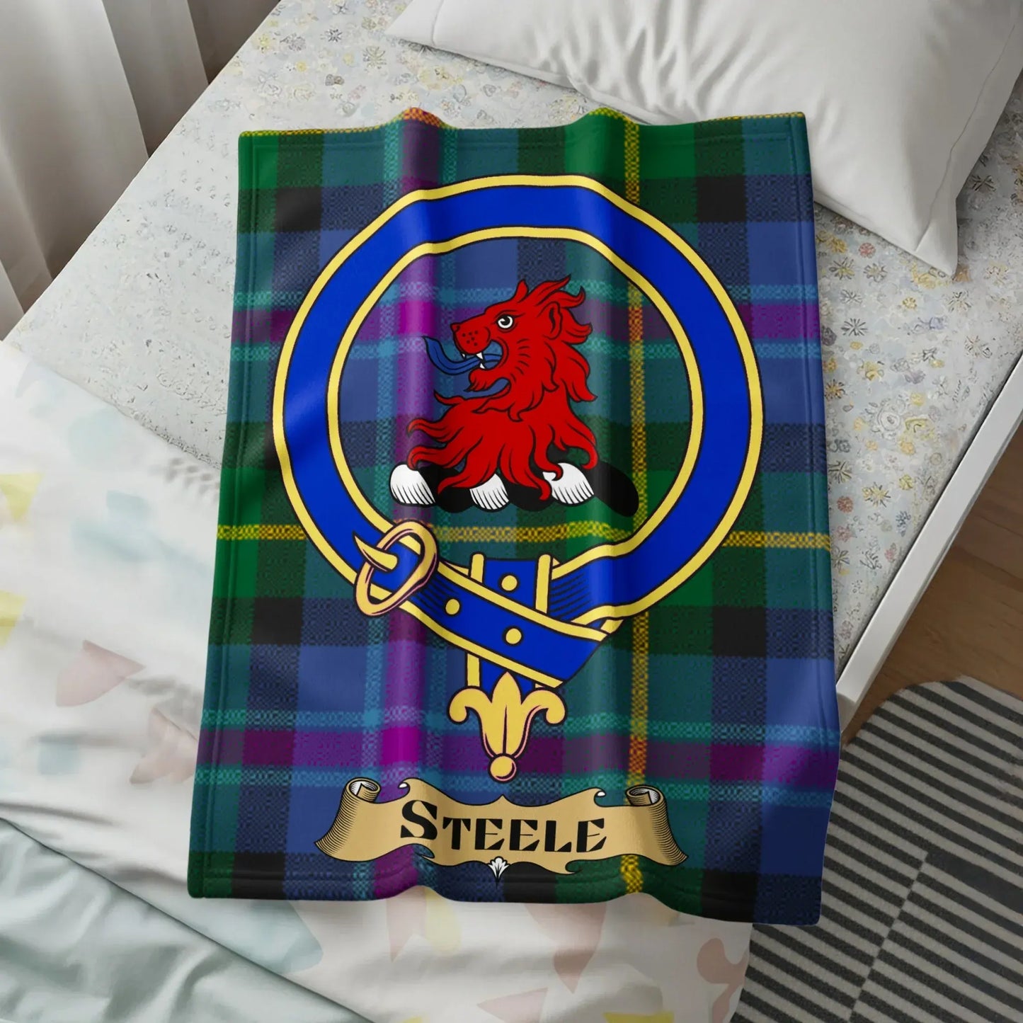 Steele Clan Crest Tartan Blanket Home Decor product