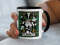 Paine Irish family crest black accent mug with Irish National Tartan