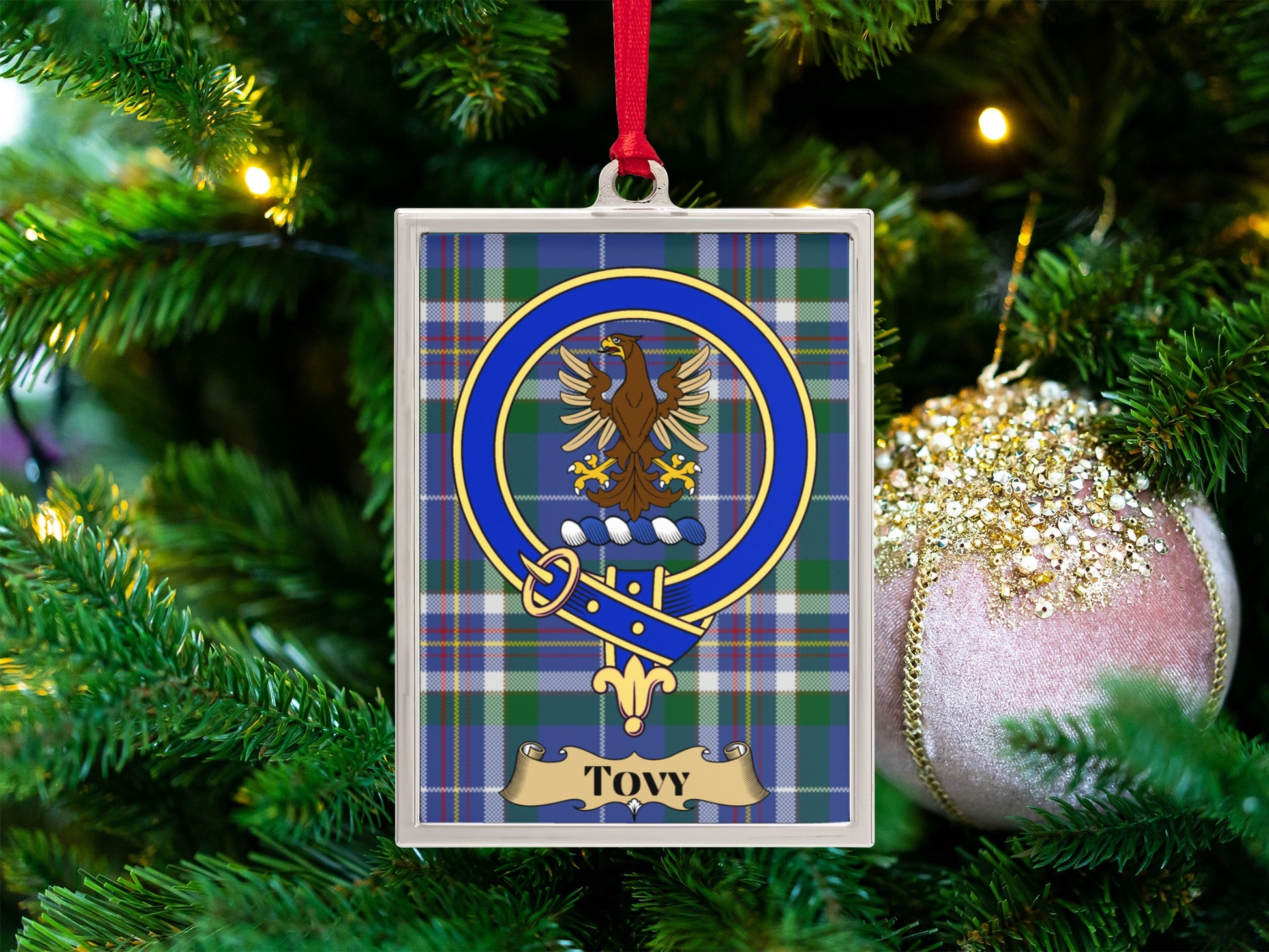 Tovy Plaid Eagle Crest Holiday Ornament product