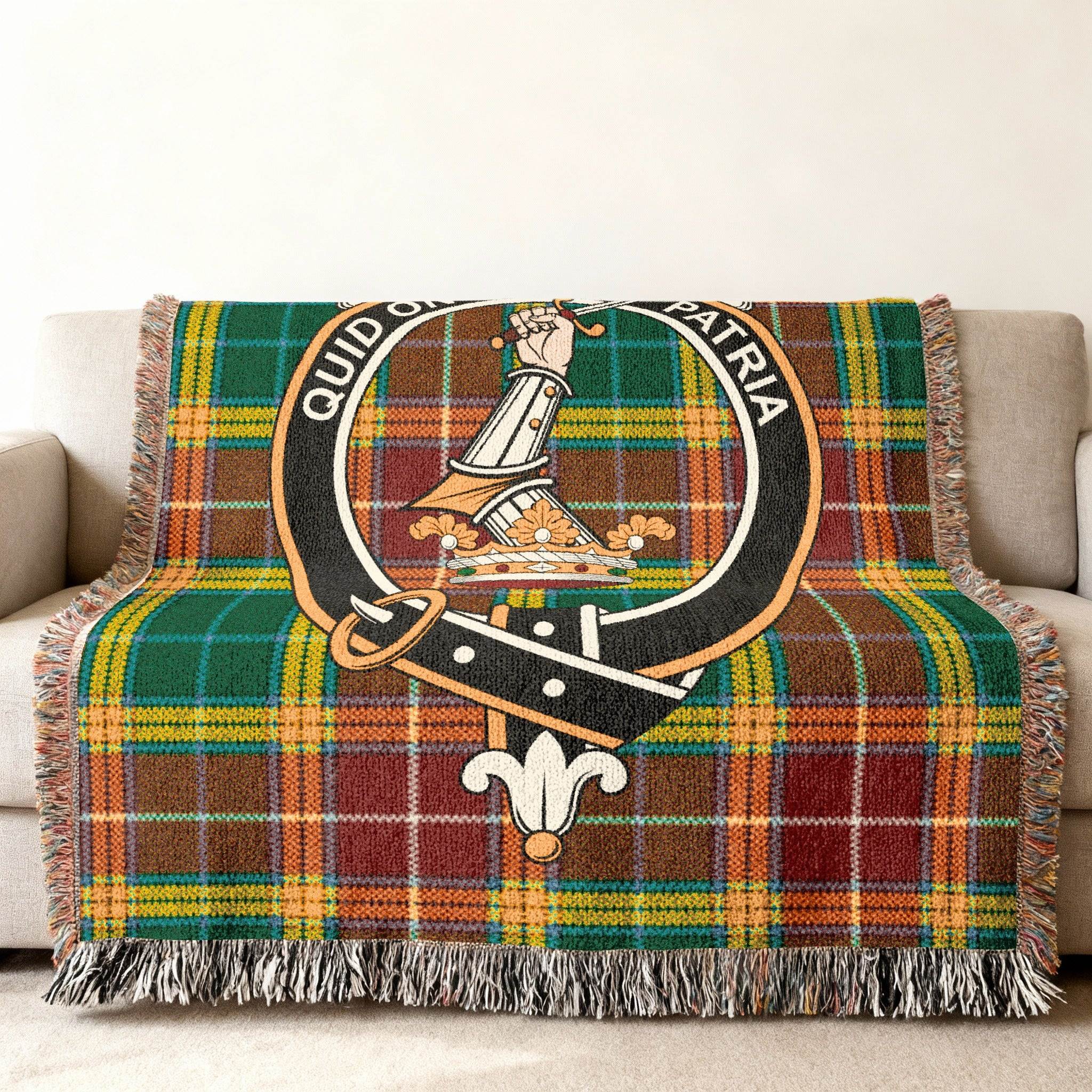 Quid Omnia Patria Tartan Plaid Design Throw Blanket