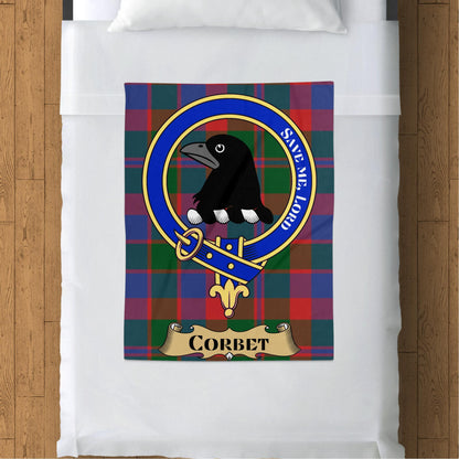 Scottish Clan Corbet Crest Tartan Throw Blanket - Living Stone Gifts