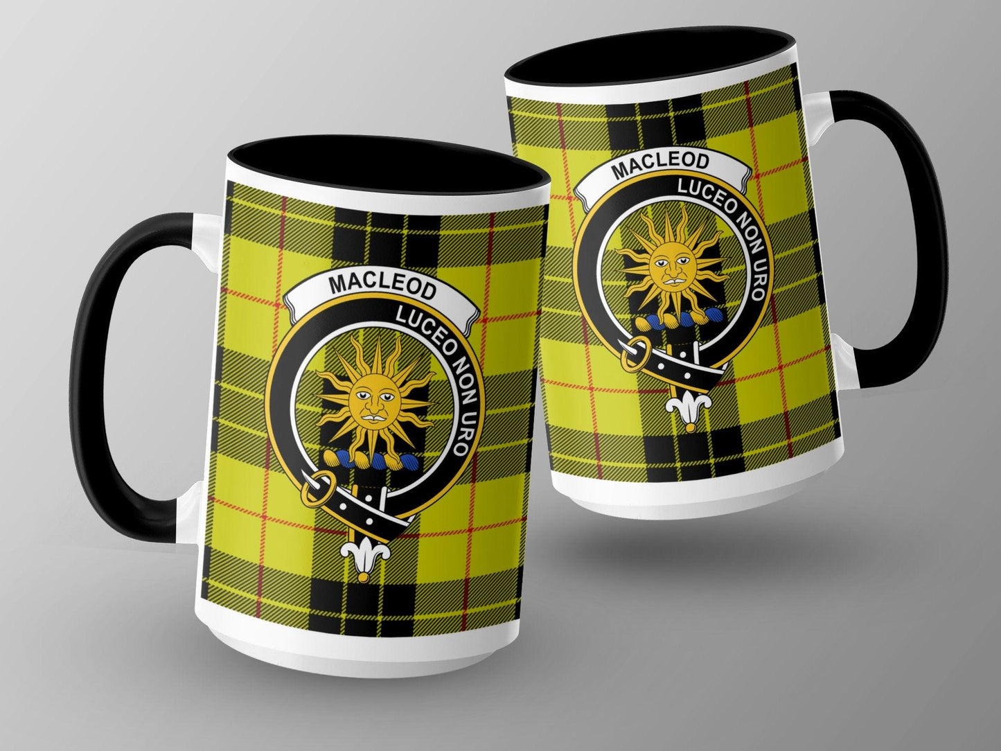 MacLeod Clan Crest with Tartan Pattern on Mug - Living Stone Gifts