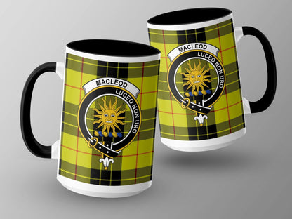 MacLeod Clan Crest with Tartan Pattern on Mug - Living Stone Gifts