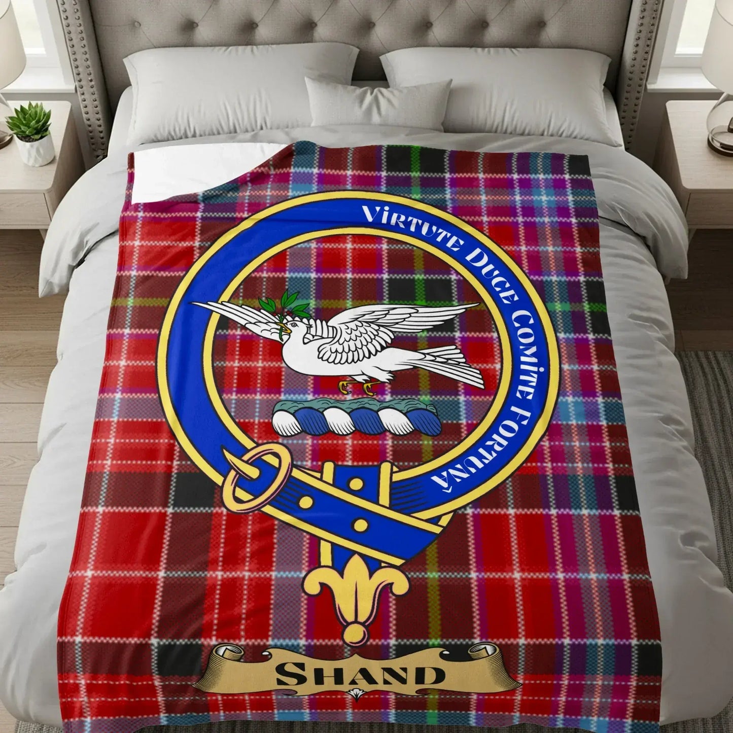 Virtute Dulci Comite Forti Shand Tartan Blanket product