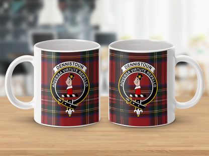 Clan Dennistoun Scottish Tartan Crest Design Mug - Living Stone Gifts