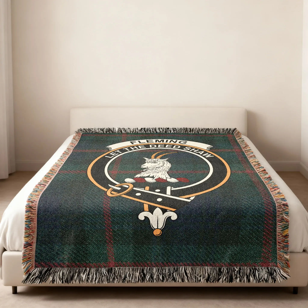 Fleming tartan woven blanket — 80x60 size, heirloom cotton construction with fringe edges