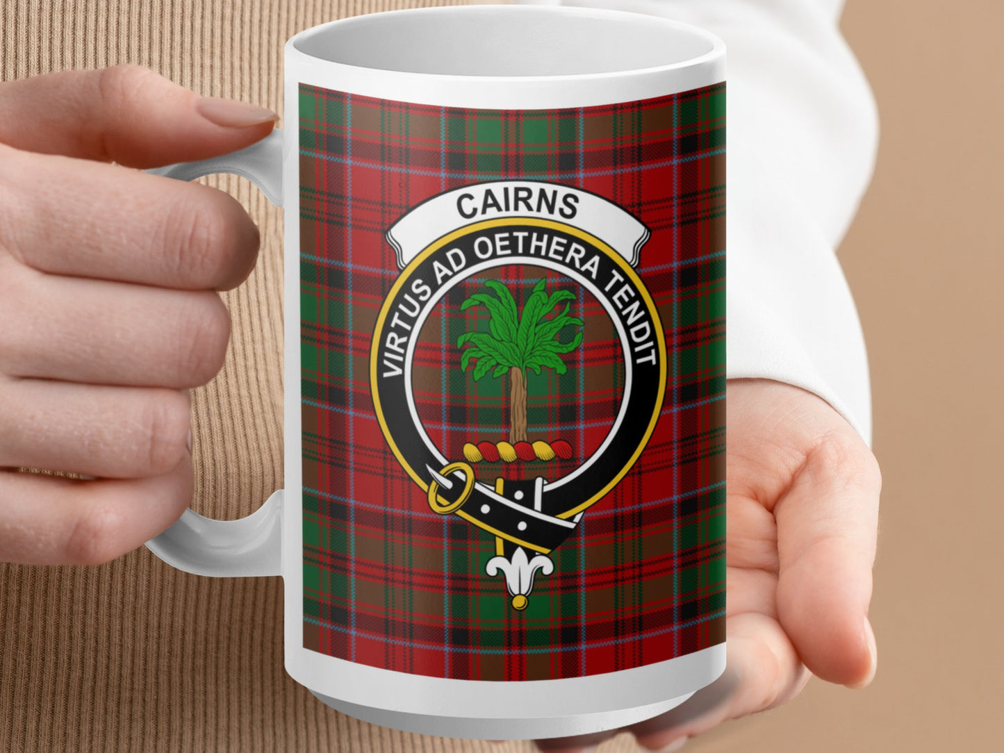 Cairns Scottish Tartan Clan Crest Design Mug - Living Stone Gifts