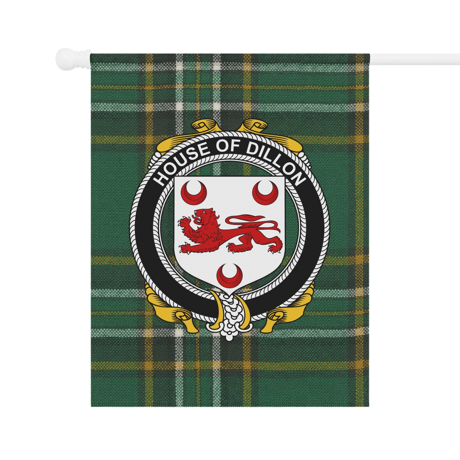 House of Dillon Crest Green Plaid Flag