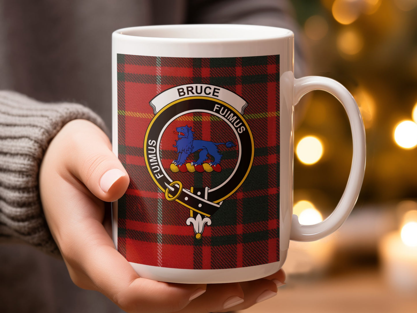 Scottish Red Plaid Bruce Clan Fumos Family Crest Mug - Living Stone Gifts