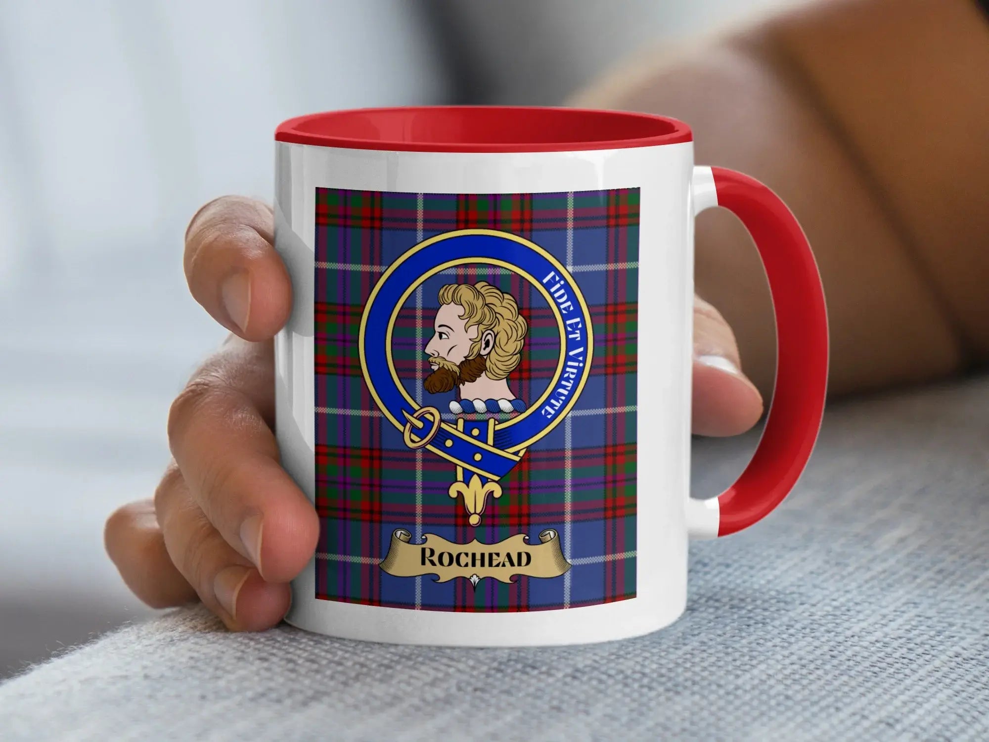 Clan Rochead Emblem Plaid Pattern Mug